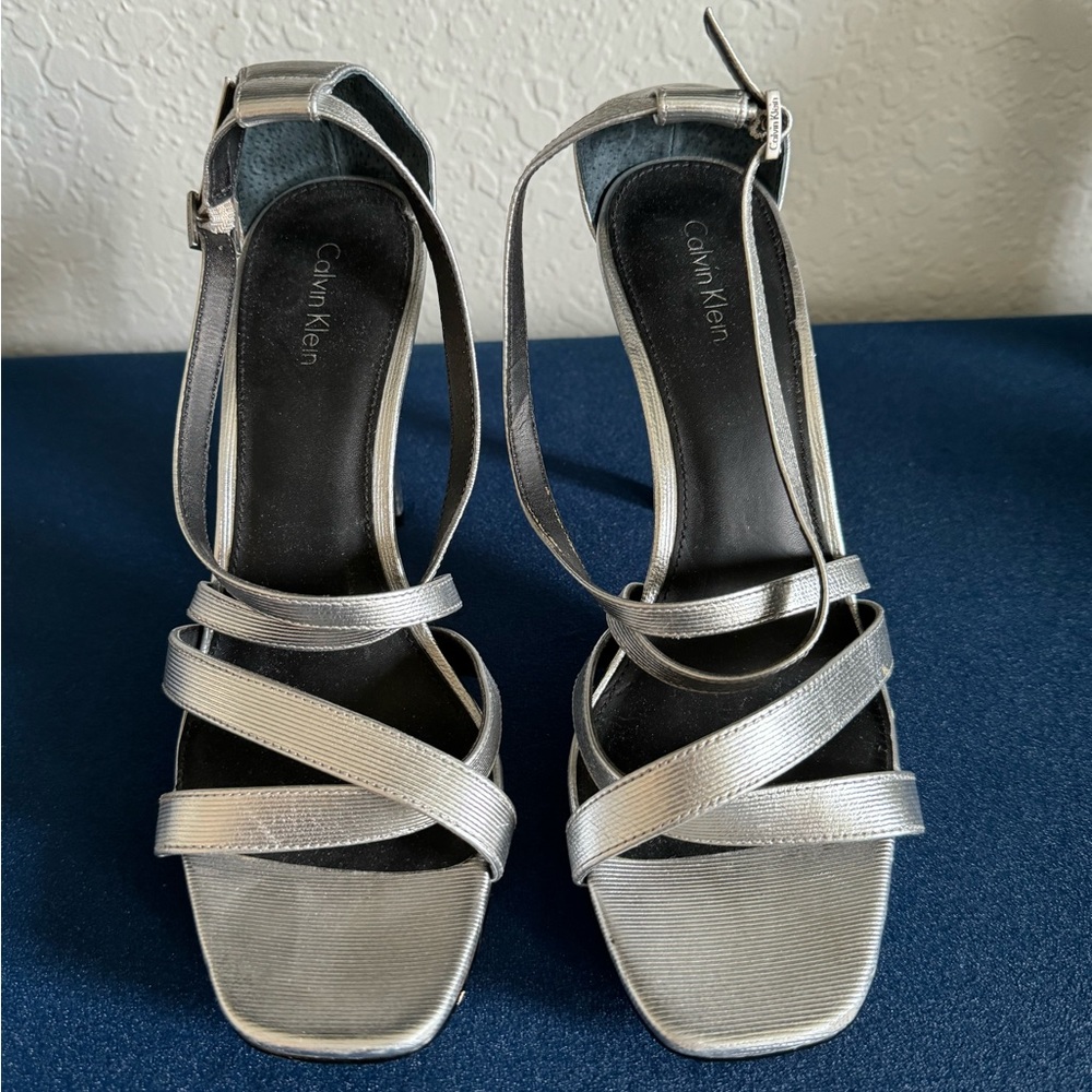 Calvin Klein silver heels